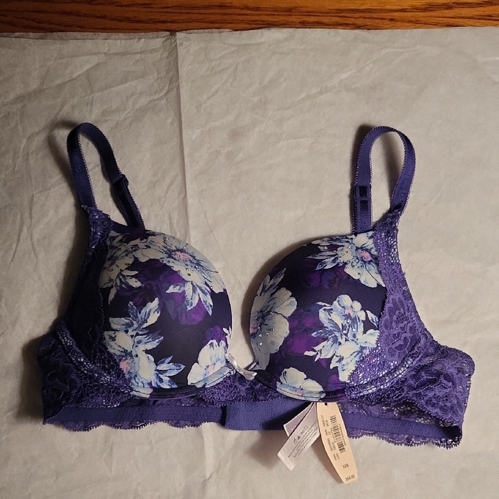 Victoria's Secret Purple Floral Lace Bra
